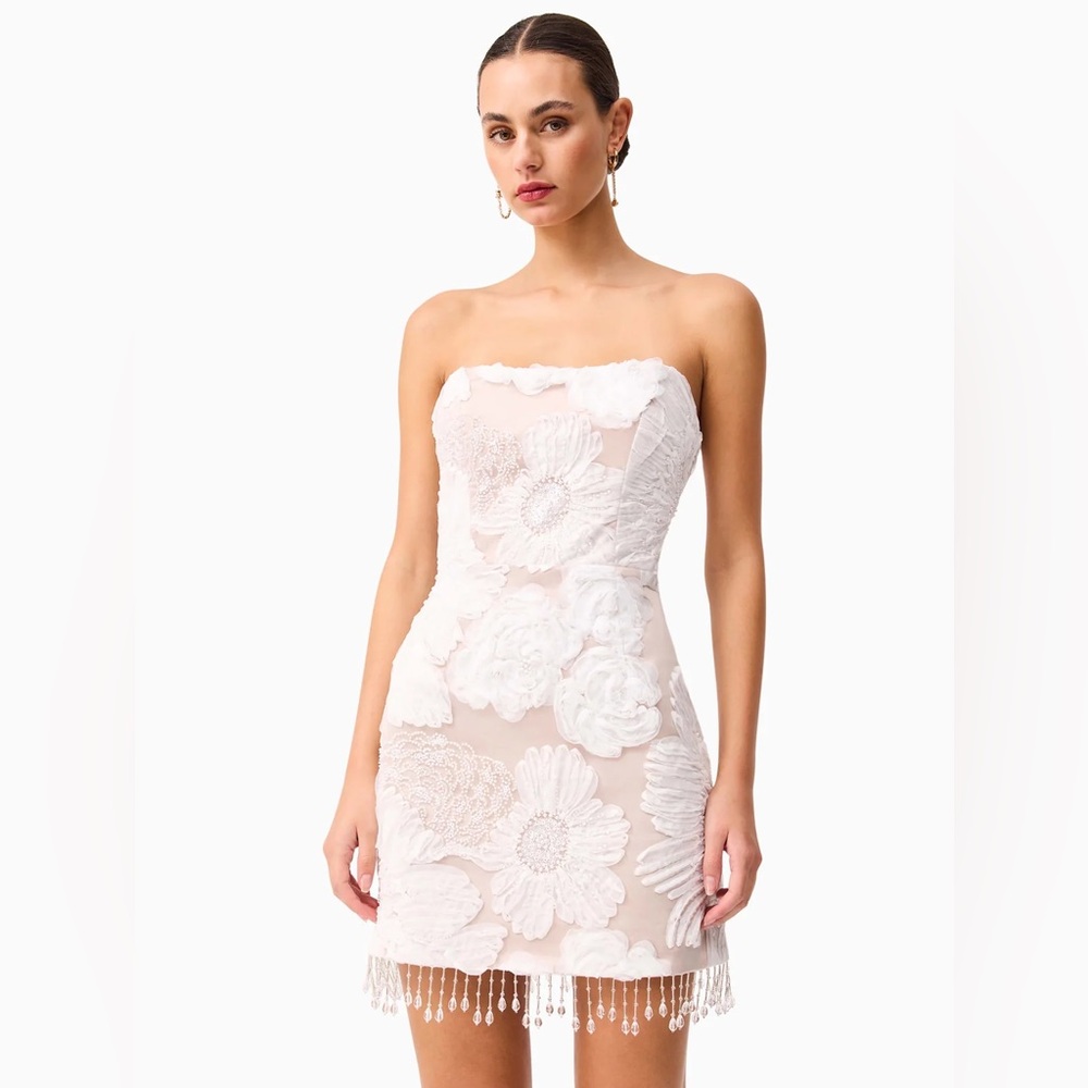 Roxana Strapless Mini Dress in White NEW